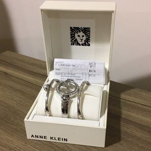Anne Klein Silver Watch & Bracelet set